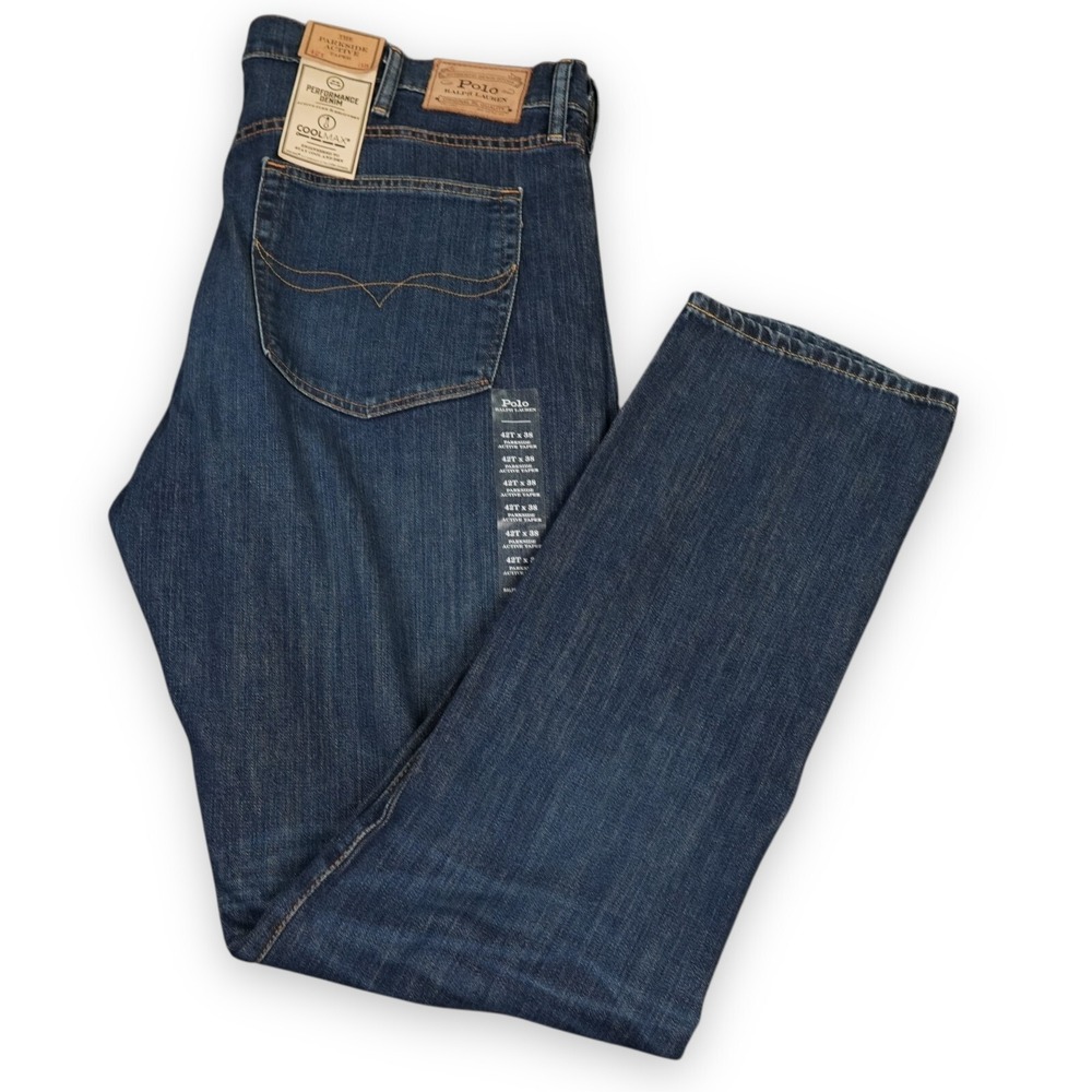 Polo Ralph Lauren Jeans Men 42x37 Blue Parkside Active Taper Performance Coolmax